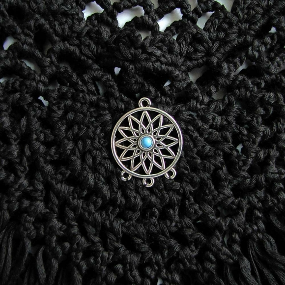 NWT 🆕 CROCHET Lace BOHO Black Beach Cover up O/S - Picture 6 of 7